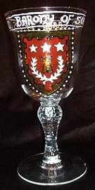 Stemmed glasses, enamelled with the arms of Southron Gaard - version 2