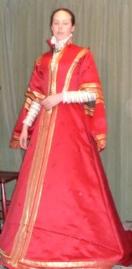 Red Cutte Satin, 1570s Spanish Gown, or saya entera